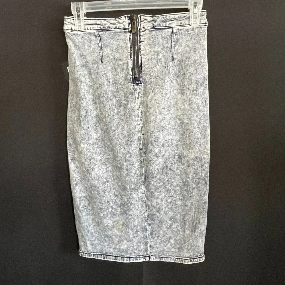 Vintage Iris Jeans Pencil Skirt Womens S Blue Good Acid Wash High Waist Midi